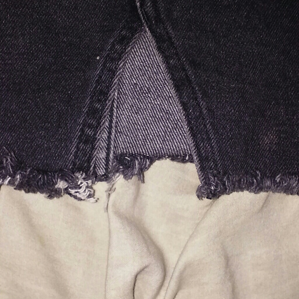 H&M Distressed Black Denim Skirt, sz 14 - Picture 3 of 5